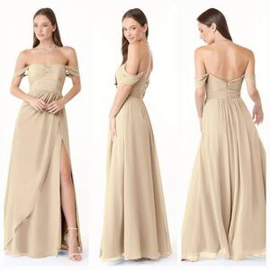 Azazie Millie Sweetheart Neckline Off Shoulder Maxi Bridesmaid Dress Sz. 4 NWT